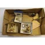 Box including silver charms, watches, cufflinks etc