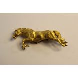 A yellow metal horse-form brooch, with textured surface, faint mark to pin (possibly 375) 5.5cm