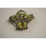 An attractive gold late Victorian gold coloured metal, enamelled and diamond set floral brooch, 3.