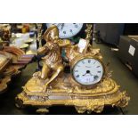 Gilt painted figural clock - battery movement