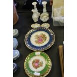 Limoges part dressing table set and 5 La Reine cabinet plates