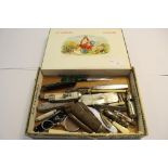 Box of Pen knives, button hooks, whistles etc