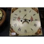 19th century painted 8 day long case clock, face and movement