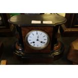 French ebonised and walnut mantle clock