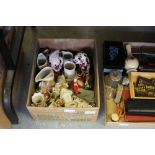 Box of antique & vintage figures, jugs etc