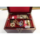 Antique Reid Stodd leather jewellery box and contents