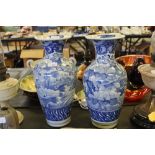 Pair of late 19th Century Japanese blue and white baluster vases