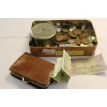 Miscellaneous coinage, notes, money bank