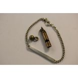 Novelty mini whistle and silver chain