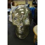 Silvered glass skull ornament