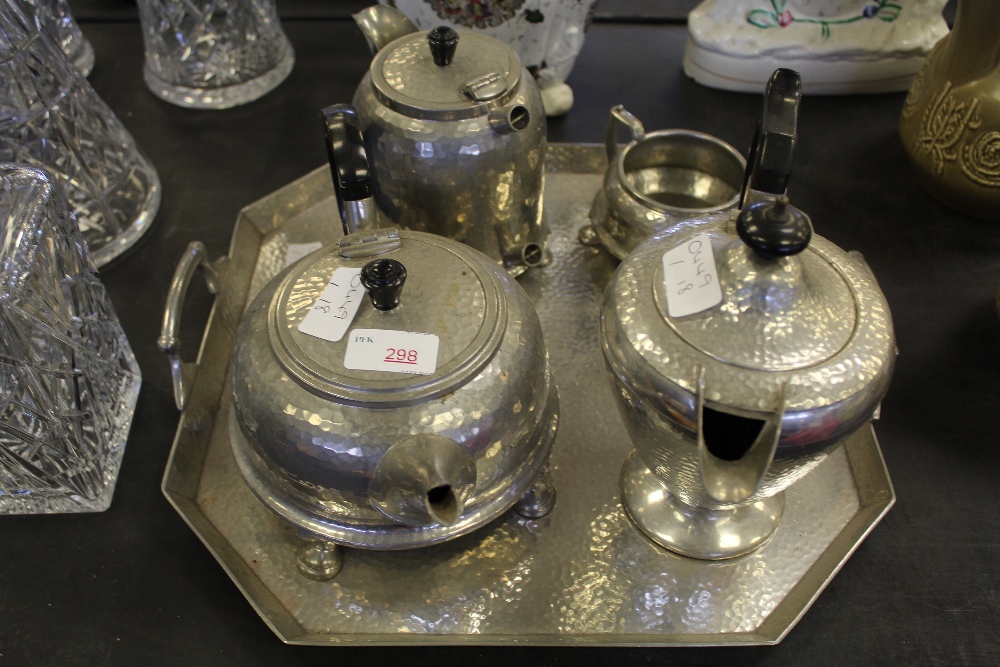 Arts & Crafts pewter coffee set, 5 items