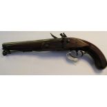 A good English flintlock officers pistol by Nock of London. 9 inch barrel with proof marks and faint