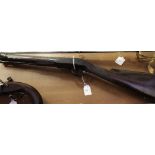 English flintlock Blunderbuss, 14inch brass barrel proof marked, engraved lock marked SOUTHANN.