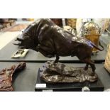 Bronze bull, signed Barye