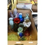 Box of various glass vases etc