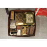 Box including pocket watches, cigarette case, tins, etc.