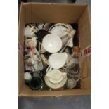 Box of decorative china and glass, etc.