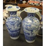 Pair of late 19th Century Japanese blue and white baluster vases