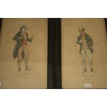 Two watercolours, caricatures, George Castles