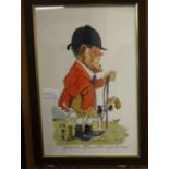 Wilk (John William Wilkinson 1906-1994) - Pen and watercolour caricature