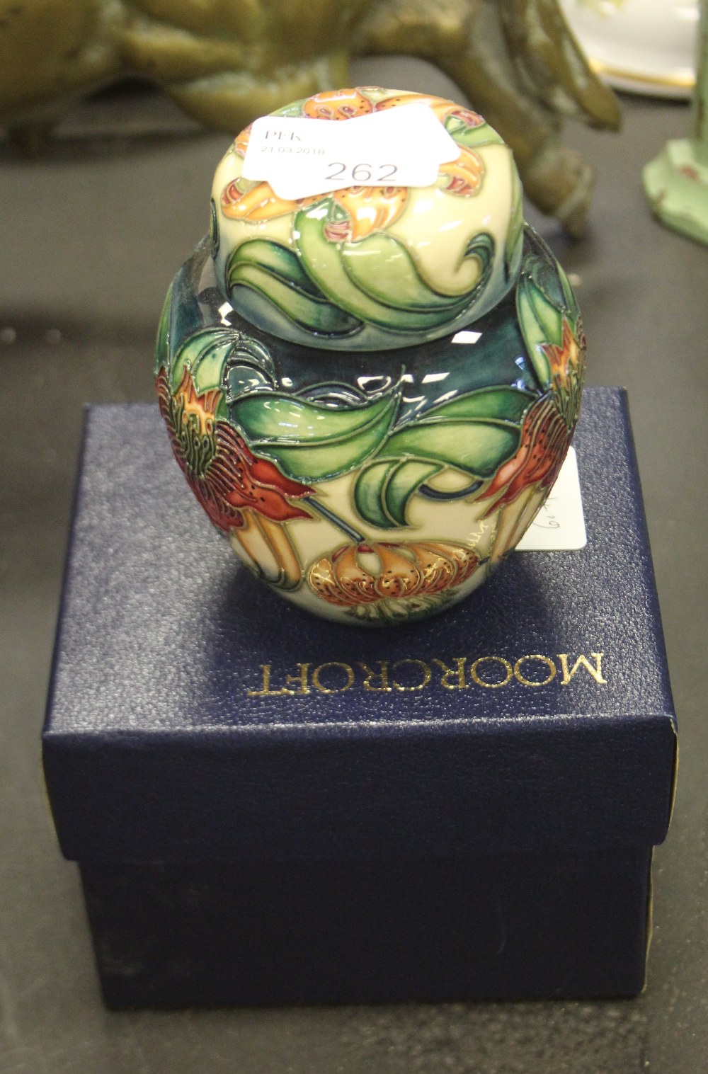 Walter Moorcroft ginger jar and cover (boxed)