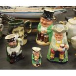 Five character jugs including Spode, Kingston and Staffordshire