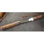 Victorian painted truncheon with EP cipher, gnarled end