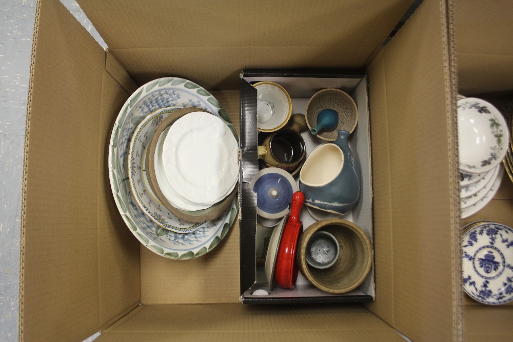Box of stone ware & studio pottery