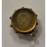George IV 1826 gold 1/2 crown in 9ct gold mount