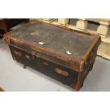 Canvas & leather travel trunk