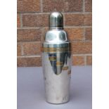 A 1930's silver plated cocktail shaker of Napier design, with fifteen recipes, thought to be