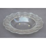 A modern Lalique frosted and moulded glass 'Honfleur' geranium bowl, 27.5cm diameter x 6.5cm high,