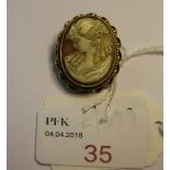 9ct shell Cameo brooch