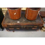 Canvas & leather travel trunk