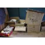 5 boxes of misc china, glass and dinner wares