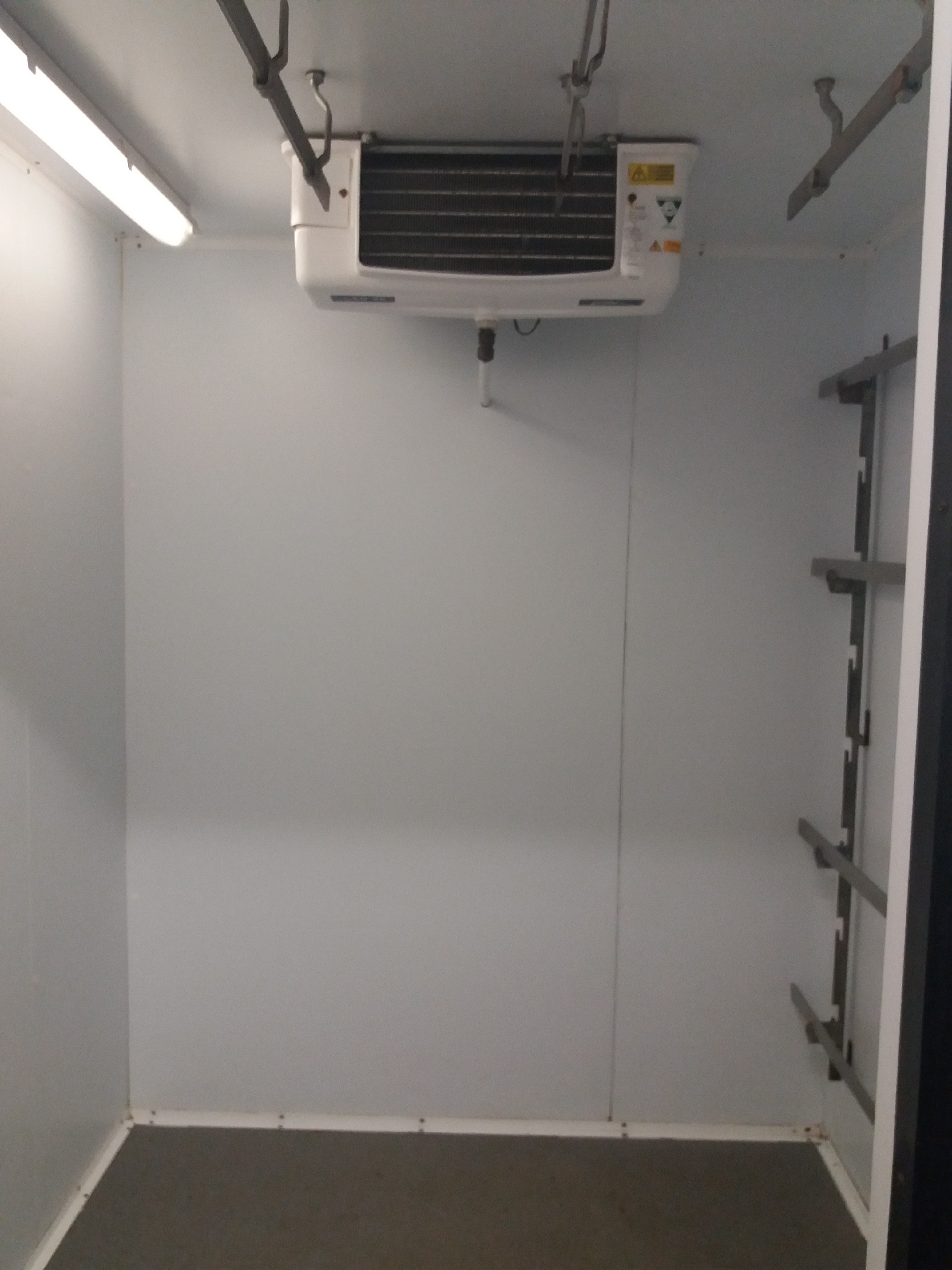 GR Scott cold room 1800mm x 1700mm x 2200mm h with Hawco refrigeration unit Mains hard-wired,