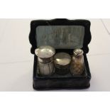 Silver Box Birmingham 1908 & 3 Silver Topped Jars