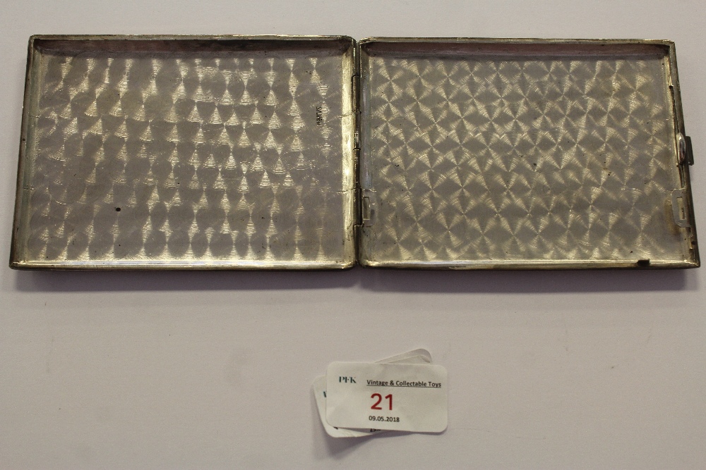 White metal cigarette case, stamped silver 132g - Image 3 of 3