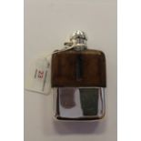 Silver plateand Leather mounted Hip Flask