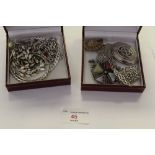 2 boxes of miscellaneous Silver & White Metal Jewellery