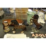 Beswick Welsh Cob and Cantering Shire and Royal Doulton Whisky flask