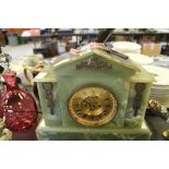 Green onyx mantel clock