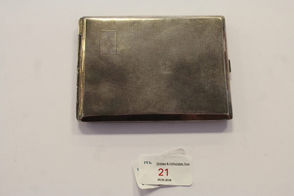 White metal cigarette case, stamped silver 132g