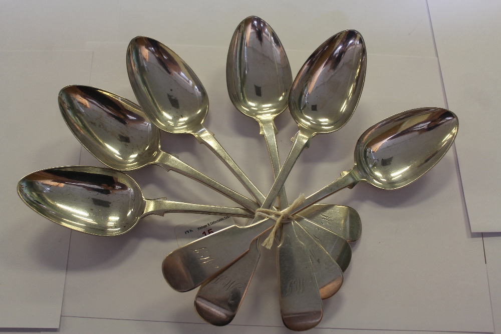 Set of 6 Victorian Scottish silver pattern table spoons by Peter Aitken, Glasgow 1842/3, weight