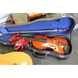 1/4 size violin with bow, cased