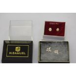 Pair of 9ct gold stud earrings and a pair of silver gilt stud earrings