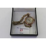 9ct cased wristwatch with later strap