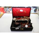 Mixed jewellery box including coral beads