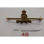 9ct gold Royal Artillery bar brooch