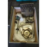 Box of silver snuff box tss andora star ashtray and other items